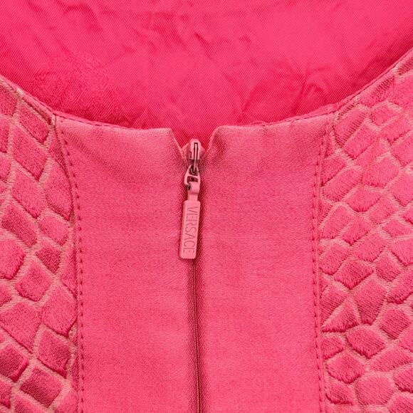 Gianni Versace Spring2009 2125$ Pink‎ Croc Jacquard Sheath Zip Back EU 42 - Picture 6 of 9